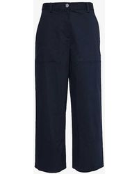 Theory - Welt-pocket Wide-leg Mid-rise Stretch-cotton Trousers - Lyst