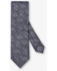 Eton - Vy Blue Patterned Silk Tie - Lyst