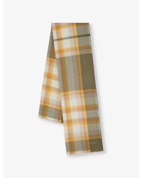 Mulberry - Mega Check Embroidered Lambswool And Cashmere-blend Scarf - Lyst