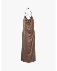 Reiss - Lilah Cowl-Neck Satin Maxi Dress - Lyst