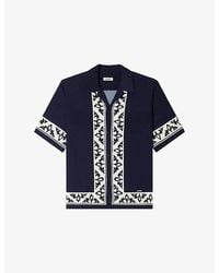 Sandro - Contrast-Print Relaxed-Fit Woven Shirt - Lyst