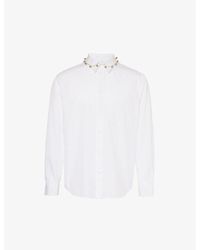 Simone Rocha - Bead-embellished Straight-point-collar Cotton-poplin Shirt X - Lyst