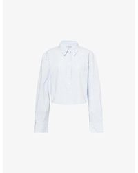 Acne Studios - Logo-Print Striped Cropped Cotton Shirt - Lyst