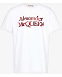 Alexander McQueen - Logo-print Crewneck Cotton-jersey T-shirt X - Lyst