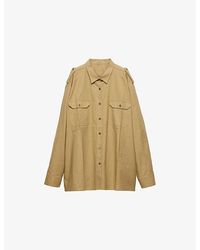 Prada - Triangle-Logo Oversized Cotton Shirt - Lyst