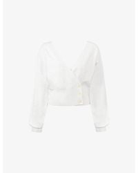House Of Cb - Rowan Wrap-Front Knitted Cardigan - Lyst