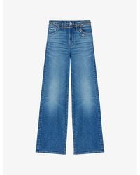 Maje - Chain-Belt Straight-Leg High-Rise Stretch-Denim Jeans - Lyst