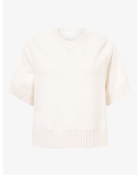 Sacai - Short-Sleeve Cotton-Panel Knitted Jumper - Lyst