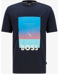 BOSS by HUGO BOSS Cotton-jersey T-shirt With Multi-coloured Logo ...