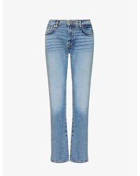 7 For All Mankind - Ellie Faded-wash Straight-leg Mid-rise Stretch-denim Jeans - Lyst