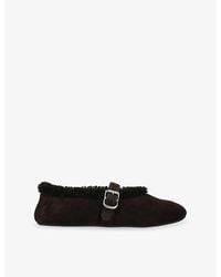 Alaïa - Shearling-Trim Suede Ballet Flats - Lyst