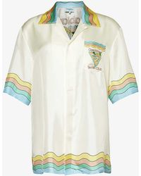 Casablancabrand - Graphic-print Short-sleeve Silk Shirt - Lyst
