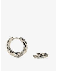 Astrid & Miyu - Cosmic Twist Medium Rhodium Plated Brass And Cubic Zirconia Hoops - Lyst