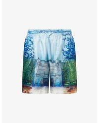 CASABLANCA - Trompe L'Oeil Silk Shorts - Lyst