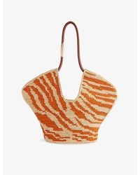 Zimmermann - Goldentime Medium Zebra-Pattern Raffia Tote Bag - Lyst