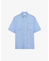 Prada - Logo-embellished Oversized-fit Stretch-cotton Shirt - Lyst