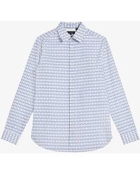 Ted Baker - Furbo Micro Leaf-print Regular-fit Cotton Shirt - Lyst