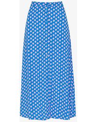 Whistles - Floral-print Button-through Woven Midi Skirt - Lyst
