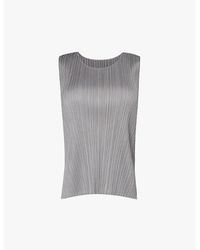 Pleats Please Issey Miyake - Basic Sleeveless Pleated Knitted Jersey Top - Lyst