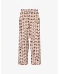 Weekend by Maxmara - Printed Straight-Leg Silk Trousers - Lyst