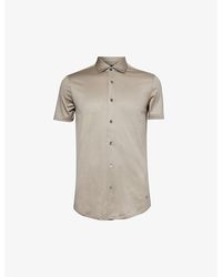Emporio Armani - Logo-embroidered Regular-fit Woven-blend Shirt - Lyst