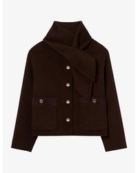 Claudie Pierlot - Scarf-Collar Cropped Wool-Blend Coat - Lyst