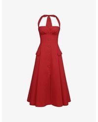 House Of Cb - Claudia Halterneck Stretch-Cotton Midi Dress - Lyst