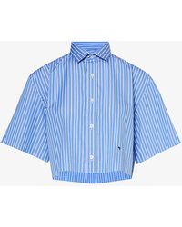 HOMMEGIRLS - Striped Cropped Cotton-poplin Shirt X - Lyst