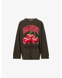 Ganni - Oversized Logo Wool-Blend Jumper - Lyst