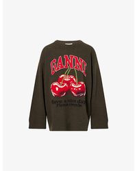 Ganni - Oversized Logo Wool-Blend Jumper - Lyst