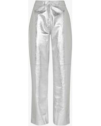 Whistles - Cosmo Straight-leg High-rise Metallic-leather Trousers - Lyst