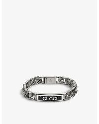 Gucci - Logo-engraved Sterling And Enamel Bracelet - Lyst