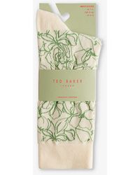 Ted Baker - Sokktwl Floral-pattern Stretch-knit Socks - Lyst