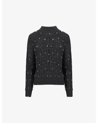 eem - Metal-Embellished Long-Sleeve Knitted Jumper - Lyst