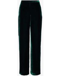Polo Ralph Lauren - High-rise Straight-leg Silk-blend Velvet Trousers - Lyst