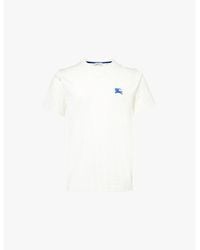 Burberry - Ekd-Embroidered Short-Sleeve Cotton-Jersey T-Shirt - Lyst