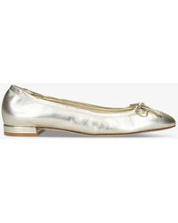 Stuart Weitzman - Bria Bow-embellished Metallic-leather Ballet Flats - Lyst