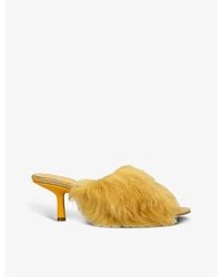 Burberry - Jackie Shearling-trimmed Leather Heeled Mules - Lyst