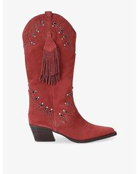 Kurt Geiger - Oxford Western Tassel Suede Cowboy Boots - Lyst