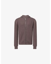 Rick Owens - Zipped Rib-Knit Wool Hoody - Lyst