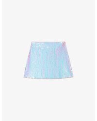Maje - A-line Sequin-embellished Stretch-woven Mini Skirt - Lyst
