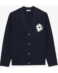 Sandro - Flower-embroidered Long-sleeve Stretch-knit Cardigan - Lyst