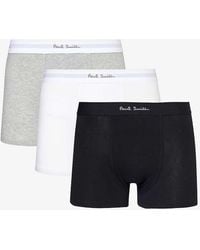Paul Smith - Logo-waistband Pack Of Three Stretch-organic-cotton Trunk - Lyst