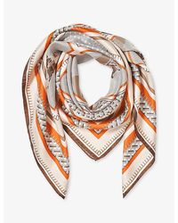 Aspinal of London - Horse-print Square Silk Scarf - Lyst
