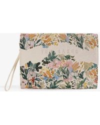 Ted Baker - Abbbi Painted-meadow Logo-debossed Faux-leather Clutch - Lyst