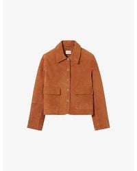 Claudie Pierlot - Side-Pocket Brand-Embroidered Suede Jacket - Lyst