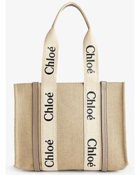 Chloé - Woody Medium Linen Tote Bag` - Lyst