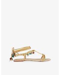 KG by Kurt Geiger - Roux Charm Flat Leather Sandals - Lyst
