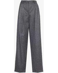 Totême - Structured-waist Tapered High-rise Recycled Wool-blend Trousers - Lyst