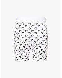 Marine Serre - Moon-Print High-Rise Stretch-Jersey Shorts - Lyst